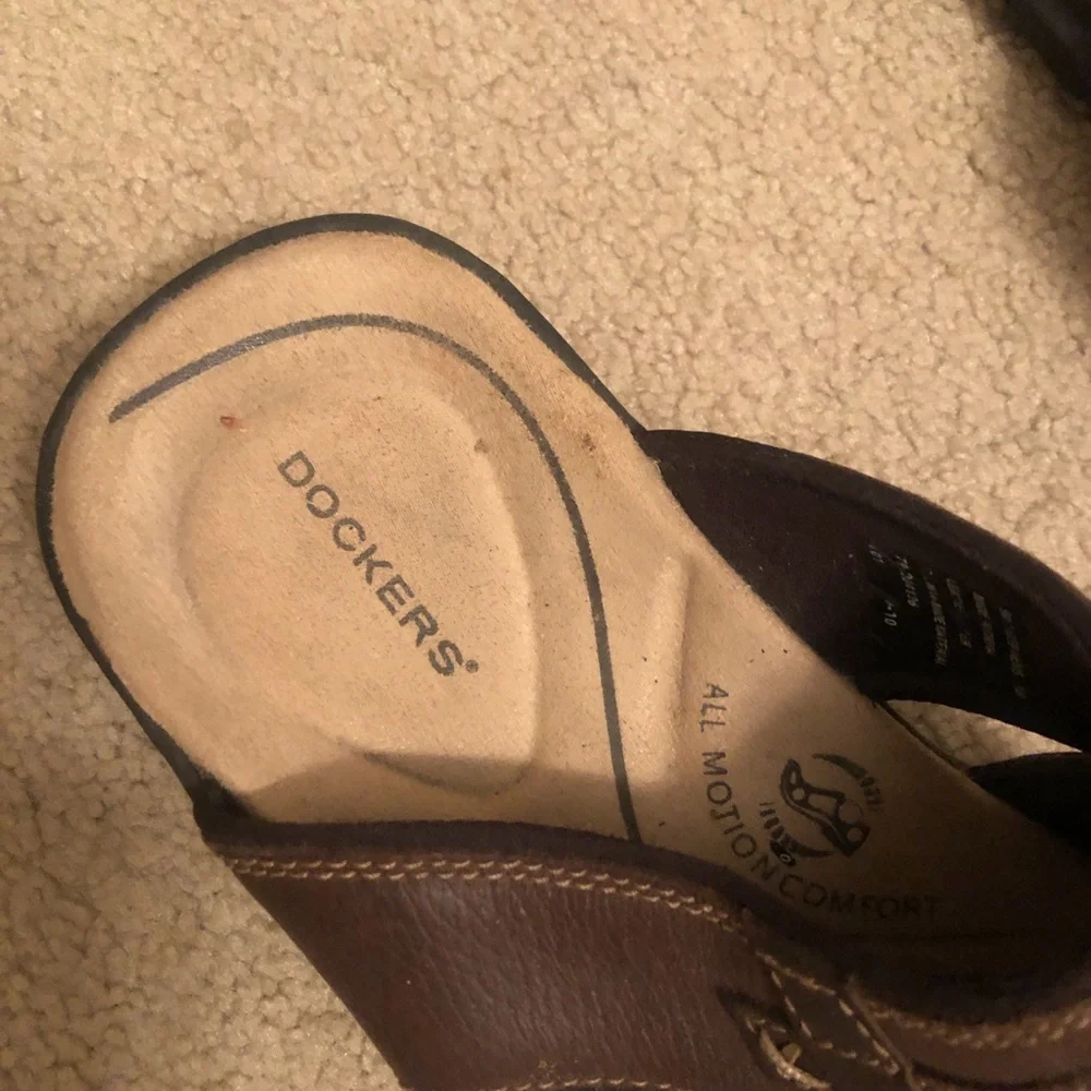 Dockers Men's Dark Brown Leather Slide Sandals